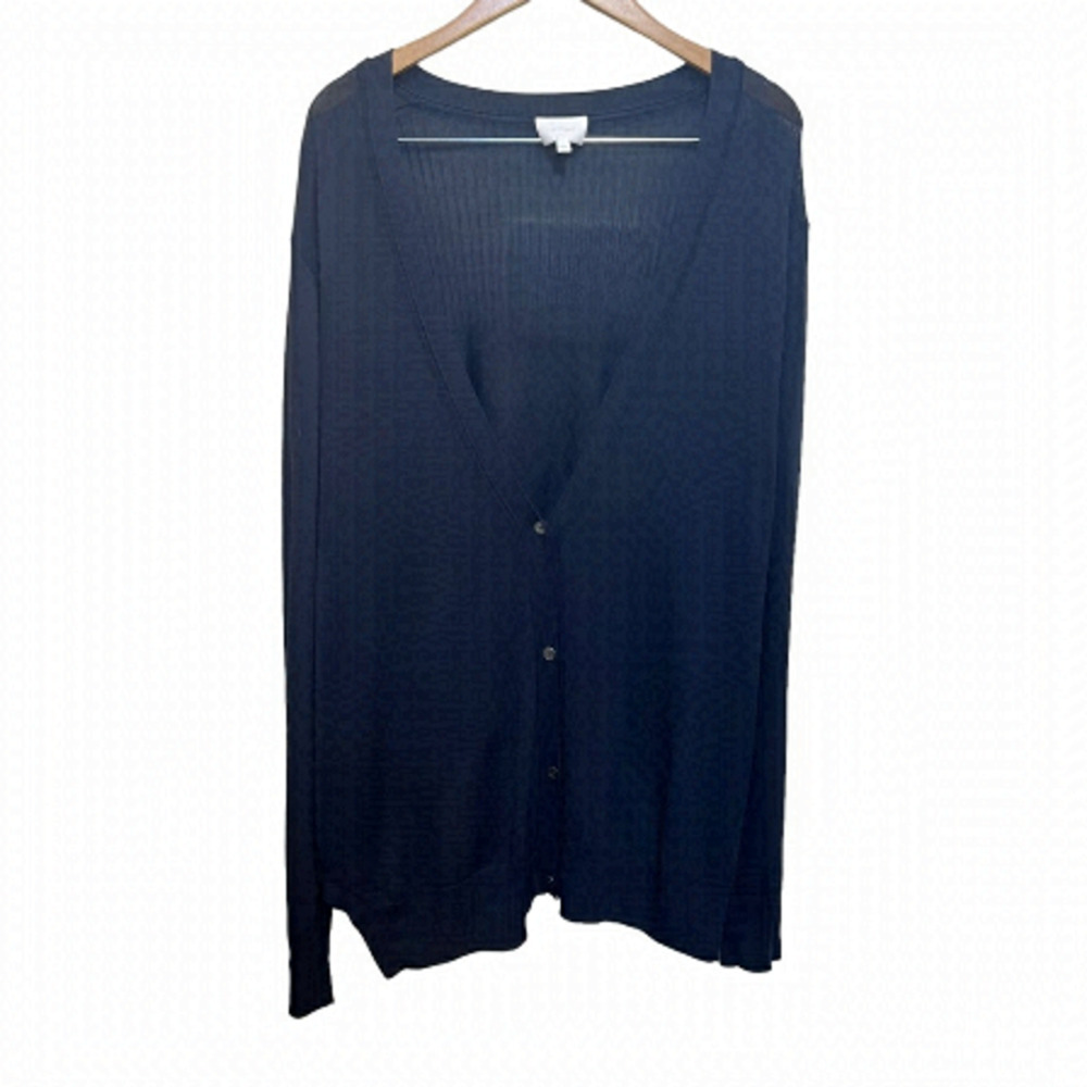 Aritizia Wilfred Black High Low Button up Ribbed Lightweight Cardigan Size Large